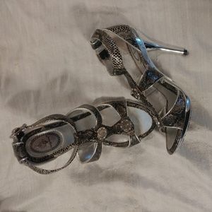 Baby Phat Lina Pop Silver Platform Stiletto Heels